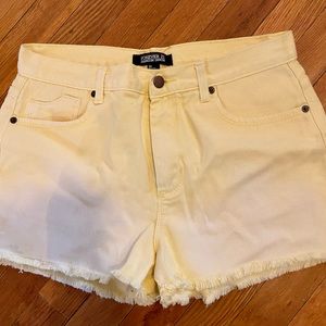 Bright yellow jean shorts frayed 30 forever 21